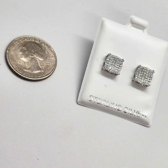 Brand New   Sterling Silver 925 Square  Design Earrings - Picture 4 of 4